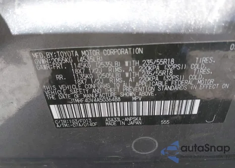 2010 Toyota Rav4 Sport из США, поврежденный, VIN JTMRF4DV4A5036488